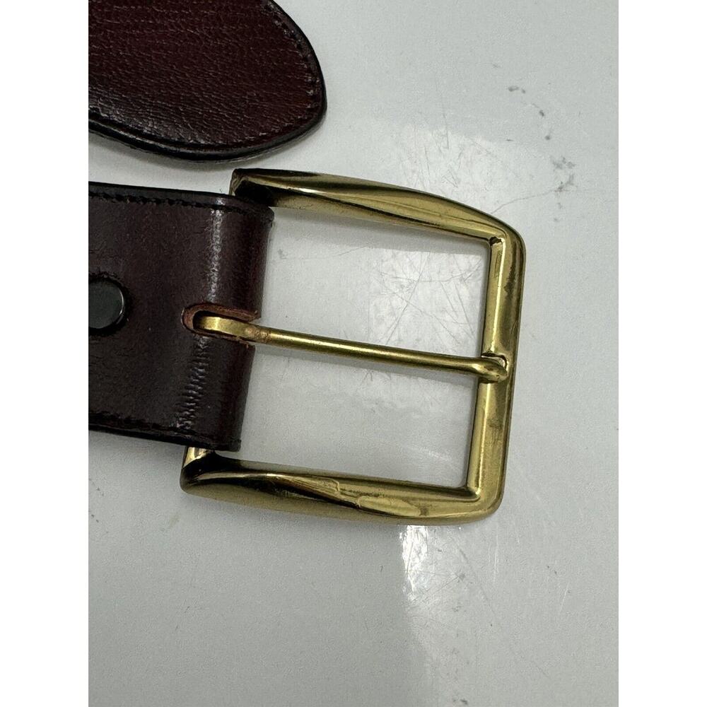 Lucchese Brown Leather Belt with Brass Buckle - Picture 5 of 8